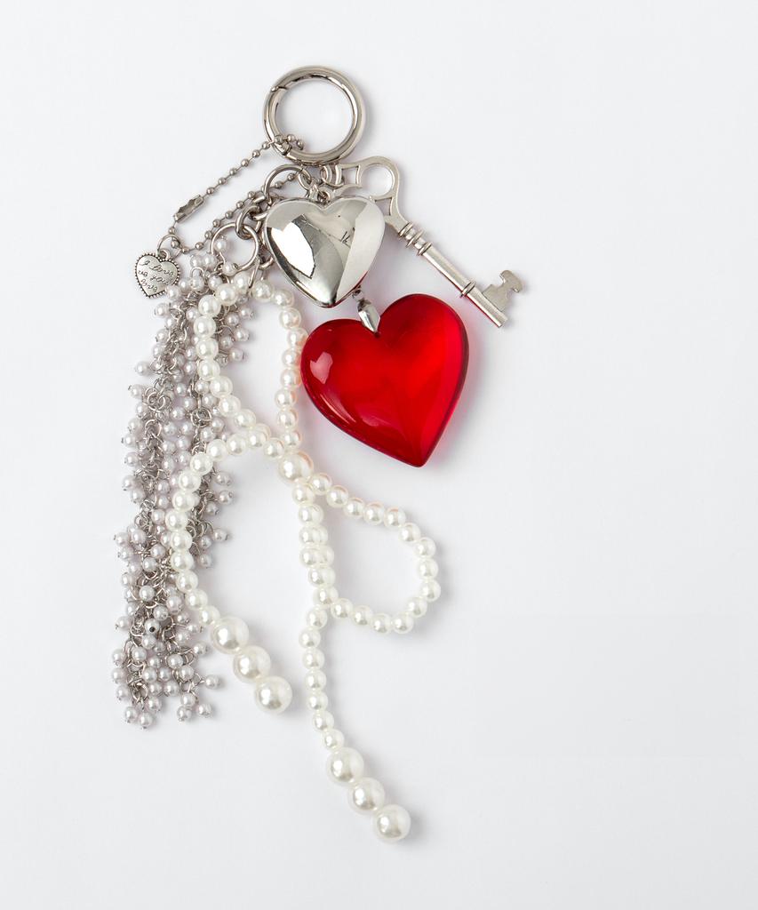 Aoao Red Heart Pearl Charm Keyring