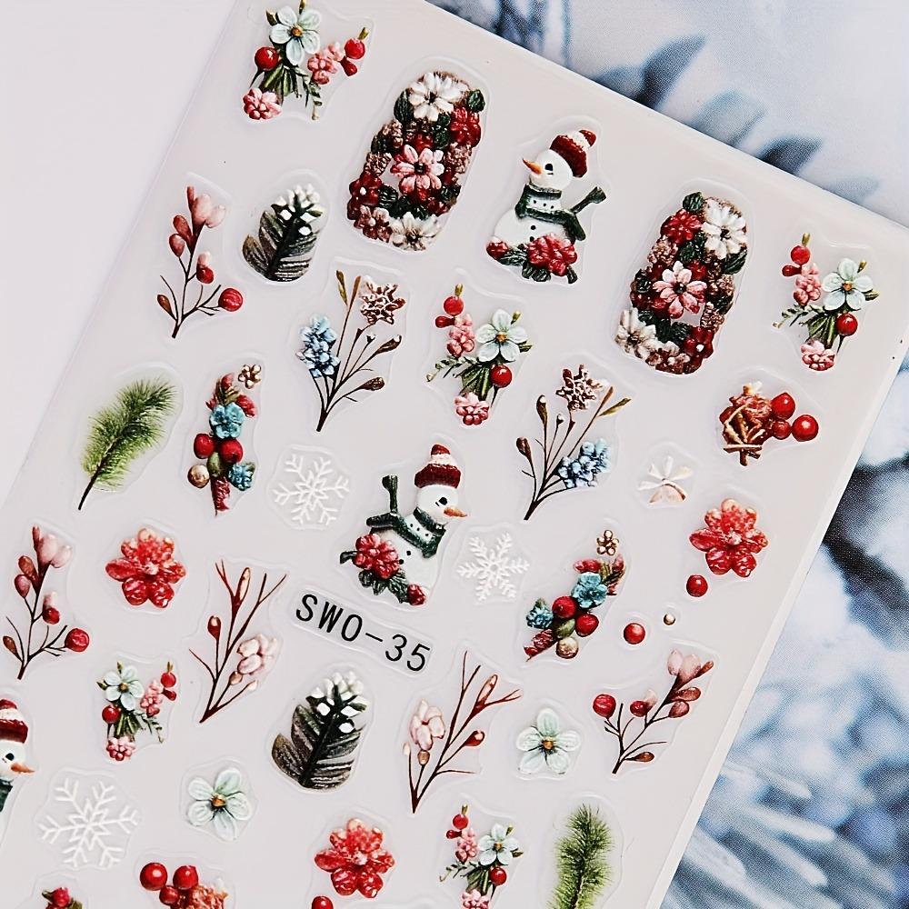 Weihnachtliche Nagelsticker – Schneeflocken- und Schneemannmuster, selbstklebend, mattes Finish, festliche Nageldekorationen zum einfachen Anbringen!