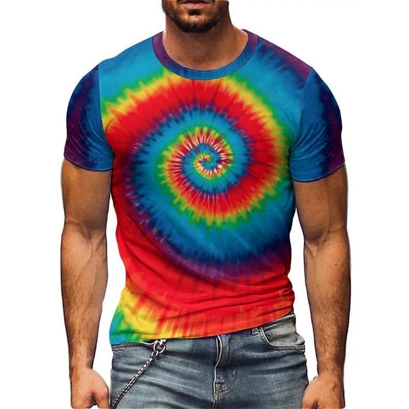 Letní Pánská Trička s Krátkým Rukávem s Potiskem 3D Psychedelického Vzoru Vírů