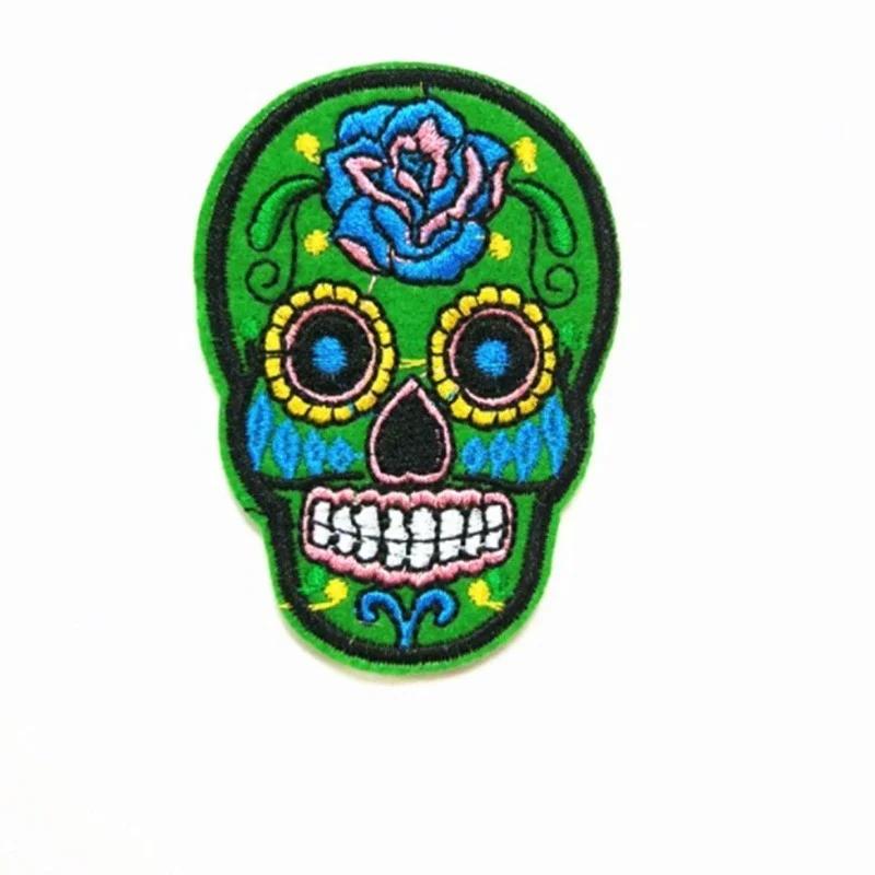 

9Pcs/set Of DIY Multicolor Skull Clothing Patch Fashion Jeans Embroidery Fabric Badges In Random Colors 5 Pcs