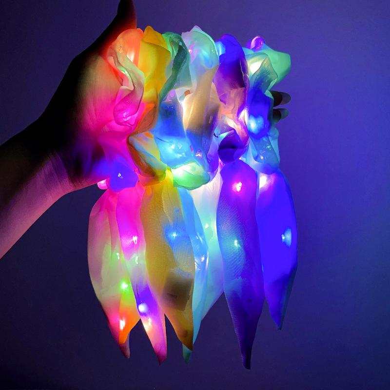 Popular Flashing Light Up hair tie LED Luminous scrunchies Women girls glowing Scrunchy Hair Rope Halloween luminous hairband
