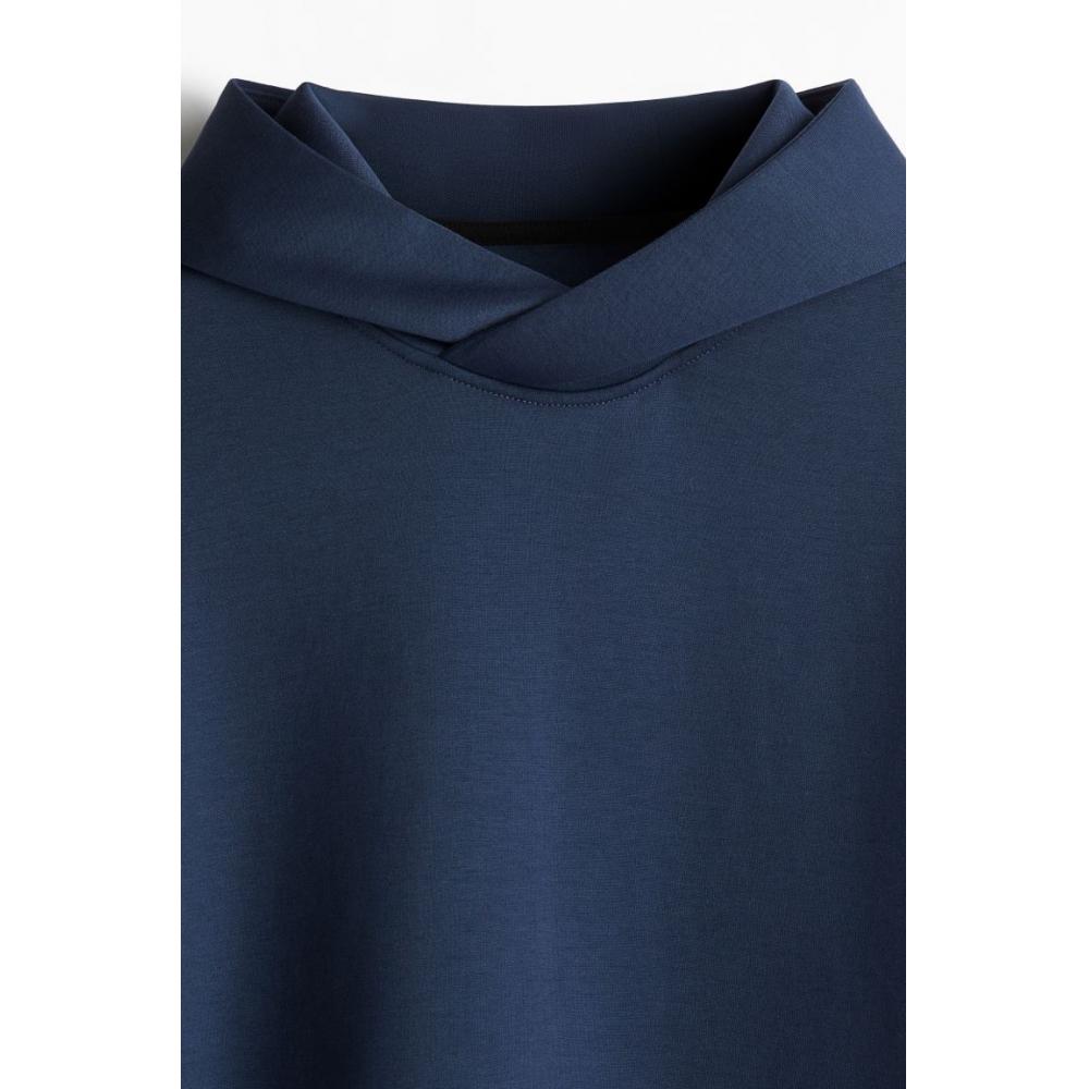 H M Sports Hoodie Loose Fit dryMove Navy Blue