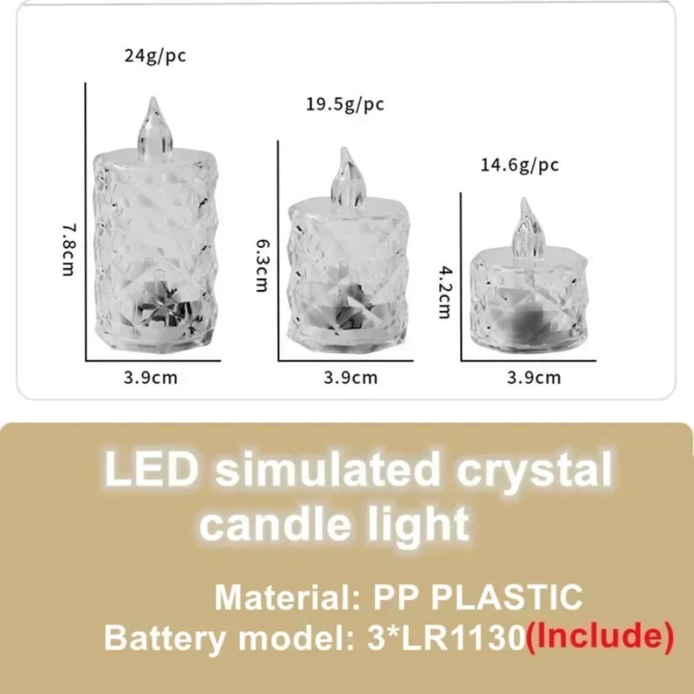 3Pack LED Crystal Candle Light Flameless Candle Light Electronic Night Lamp Dating Party Holiday Home Wedding Decoration