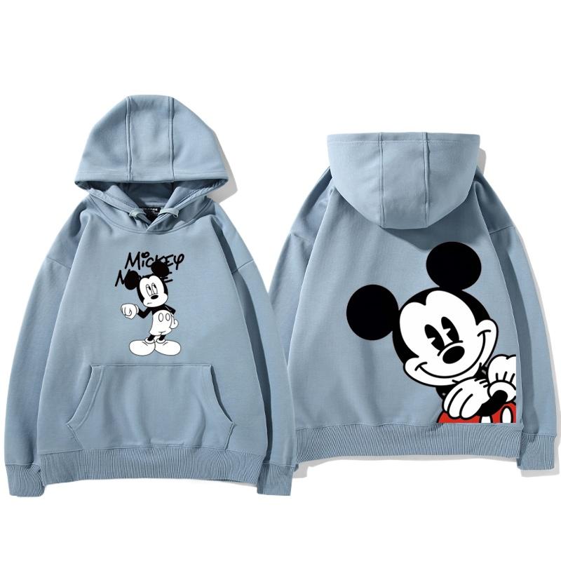 2024 Spring and Autumn Mickey Minnie Disney hoodie for male and female couples, parent-child cartoon print loose hooded clothes