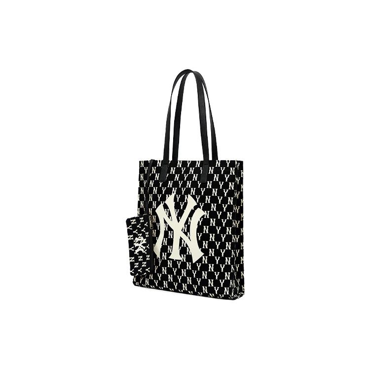 New MLB Monogram Collection Polyester Combo Bag, Tote Bag, Shopping Bag, Shoulder Bag, Handbag Women's Black 3AORL011N-50BKS