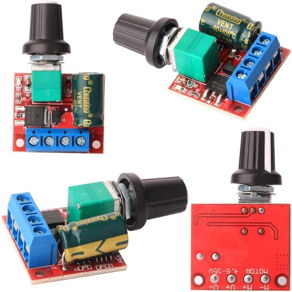 3ks Mini DC Motor PWM regulátor rychlosti, DC 5V-35V 5A modul s nastavitelným spínačem, 6V 12V 24V regulátor proměnného napětí