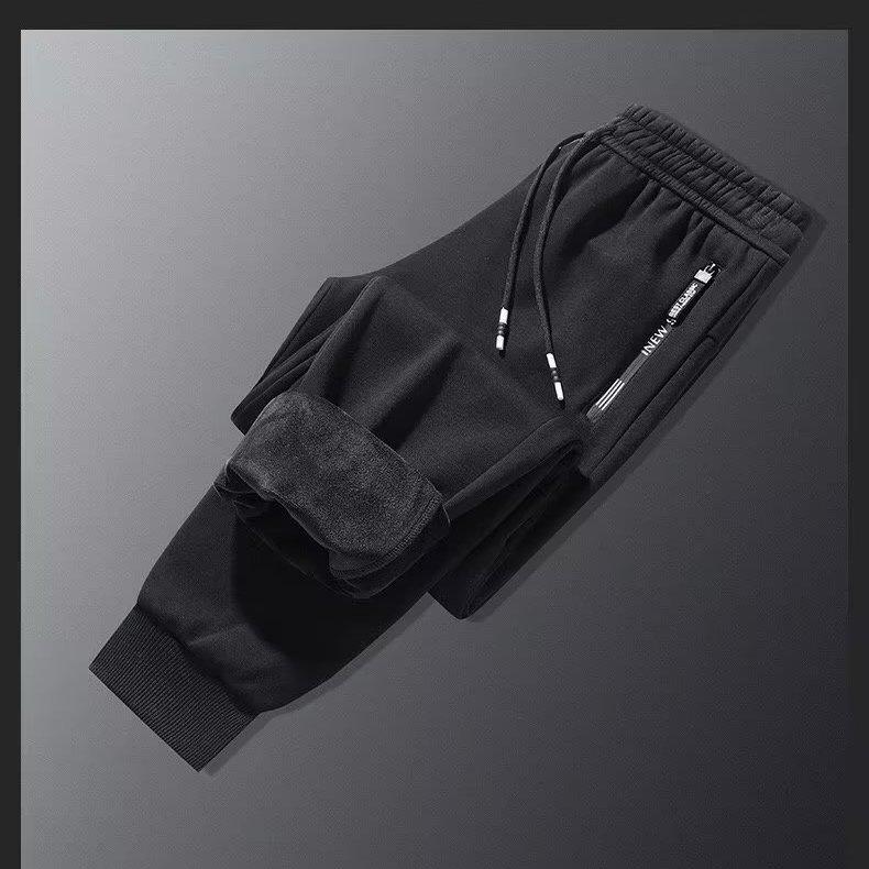 Men's Velvet-Lined Loose Fit Drawstring Sweatpants - Trendy, Elastic, and Versatile for Autumn and Winter