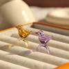 Cute Bird Ring Childishness Coloured Glaze Ring Overlay Flowers Finger Ring Vacation