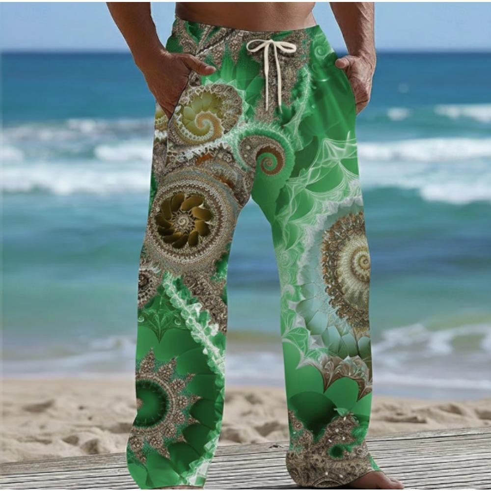 Men's 3D Abstract Pattern Printed Baggy Casual Trousers,  Elastic Drawstring Waist with Pockets, for Spring Summer Home Outdoor Vacation