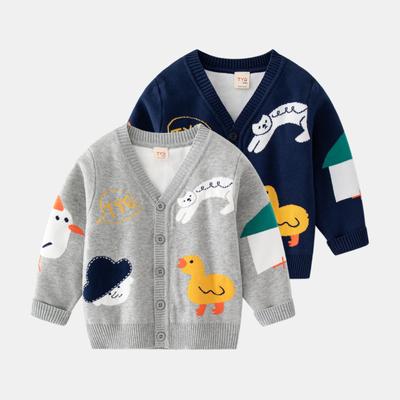Winter Sweater Boys Girl Cardigan Buckle Jacket Children Clothes Baby Knitwear Double Layer Cotton Kid Boys Sweaters