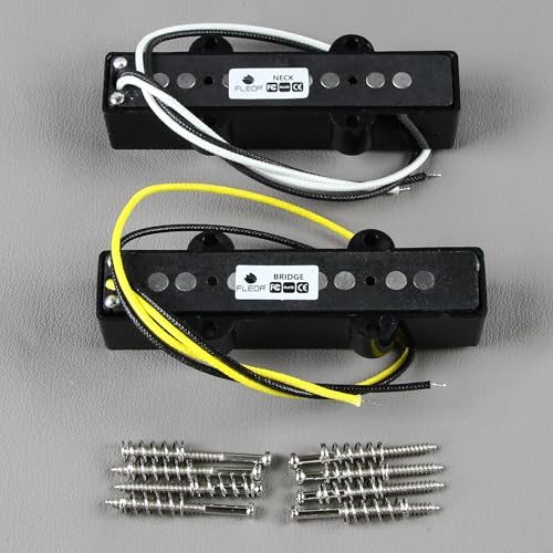 Captadores FLEOR Alnico 5 Jazz Bass, Conjunto de Captadores Braço e Ponte, 4 Cordas, Peças para Captador de Guitarra Fender Jazz Bass
