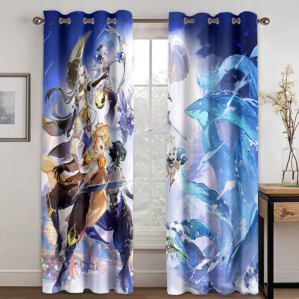 

3DCartoon Game Персонаж Красота Шторы 2 Панель Дети Любимые Аниме Шторы Мальчики Девочки Комната Спальня Гостиная Декор Шторы 100W130H(CM)40x51in&Grommet Top