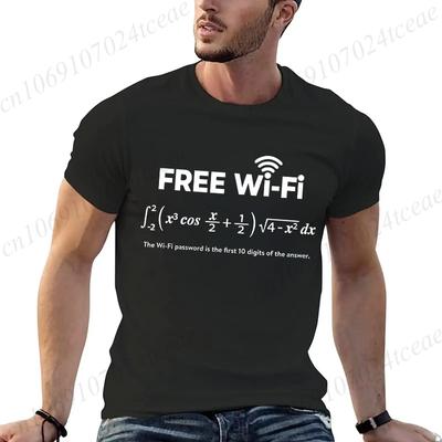 Pánská trička Pánské tričko s nápisem Free WiFi Vtipné Nerdovské Matematická rovnice Grafické Novinkové Tričko Krátký rukáv Topy Street Krátký rukáv Oblečení