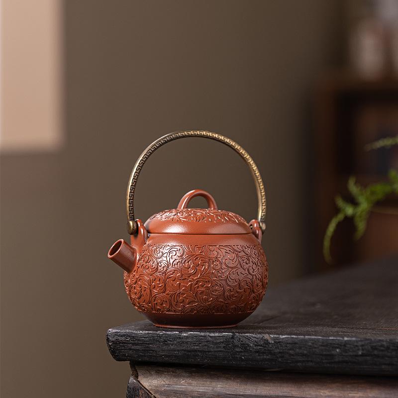 Original Purple Clay Anti-Scald Kung Fu Teapot with Handle - Chinese Style Ceramic Teapot in Gift Box