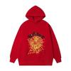 Unisex Oversized Hoodie With Spiderweb Print Fleece-Lined Cotton Blend Streetwear Style