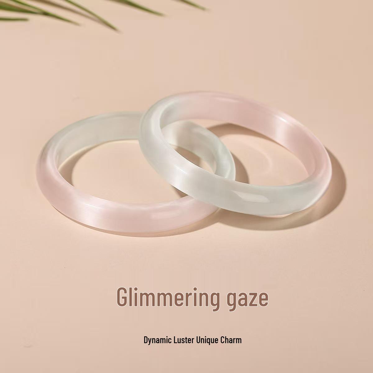 

Ice Agate Lychee Jelly White Chalcedony Jade Bangle - Elegant Band for Women and Girls Macaron Ice Agate, Inner Diameter 57-58mm