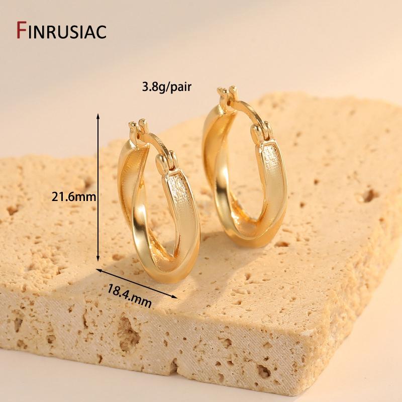 

FINRUSIAC Vintage Chunky Twisted Hoop Earrings For Women 14K Gold Plated Brass Round Earrings Statement Wedding Jewelry Gift 1 Pair