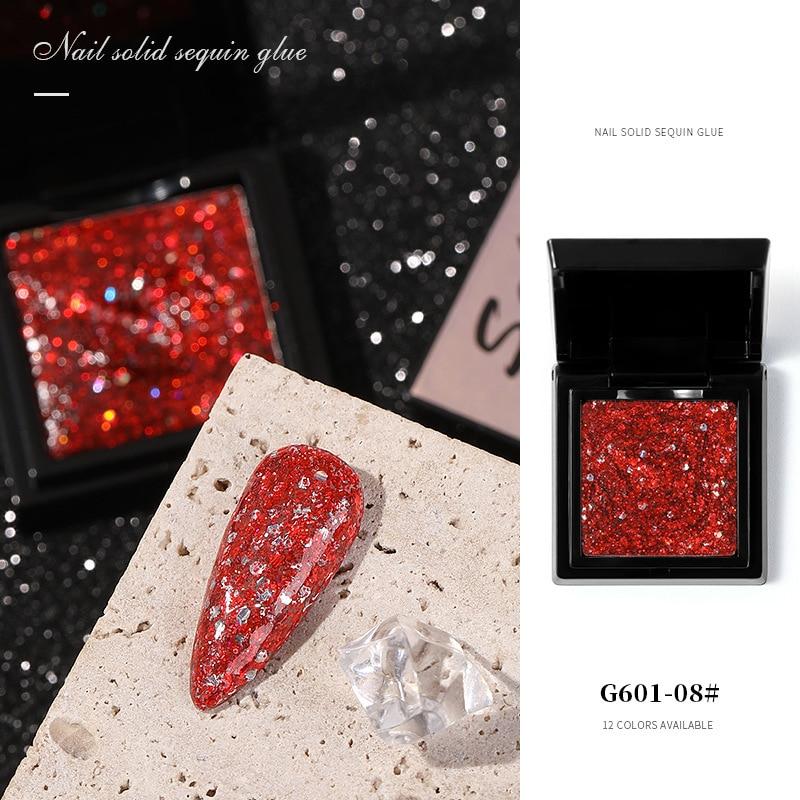 1 Box Solid Glitter Nail Gel Polish UV Gel Nagellack Nail Art Dekoration Nagelzubehör