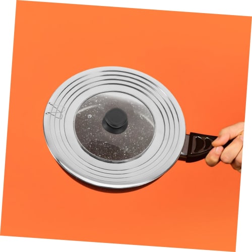 DECHOUS Pot Lid, Stainless Steel Rimmed Clear Pot Lid, Multipurpose Overflow Prevention Pot Lid (24-30cm), Frying Pan Lid, Stirring Pot Lid, Bacon Gre
