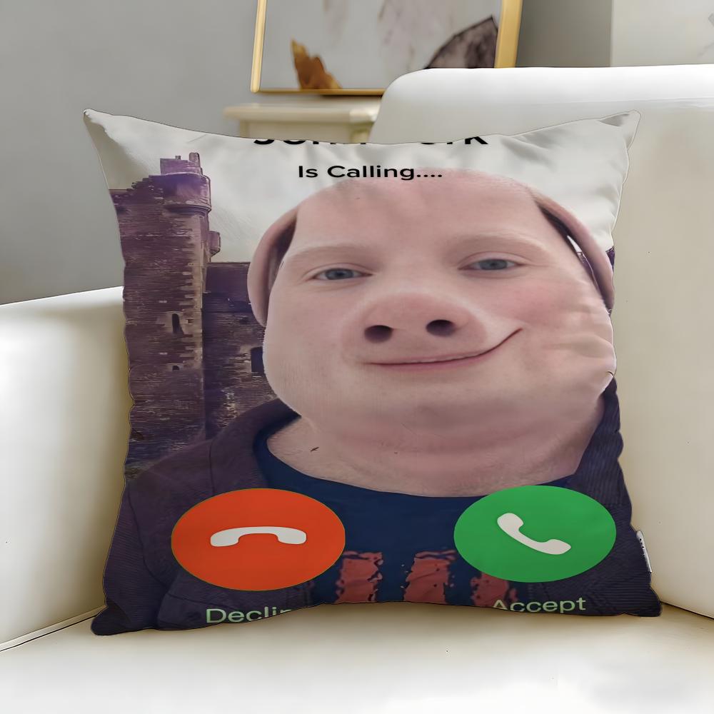 popular cartoon character John Pork Cushion Cover Soft EasyWash Pillow Case Versatile for Couch Bed Travel and Office