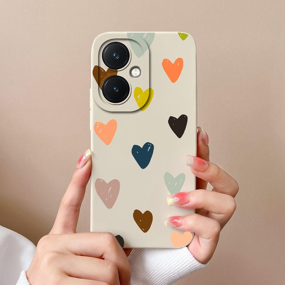 For Vivo Y27 4G 5G Phone Case Love Heart Soft Smooth Liquid Silicone Camera Protection Back Cover For Vivo Y 27 Funda Shell