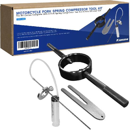 Universal Motorcycle Fork Spring Compressor Tool, Fork Oil Level Tool for Most Upside Down Streetbike Motorcycle Forks