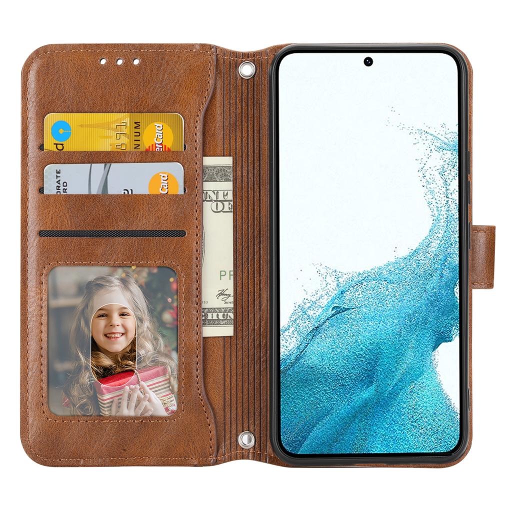 For Samsung Galaxy A37 5G Case Zipper Pocket Leather Phone Cover with Crossbody Shoulder Strap