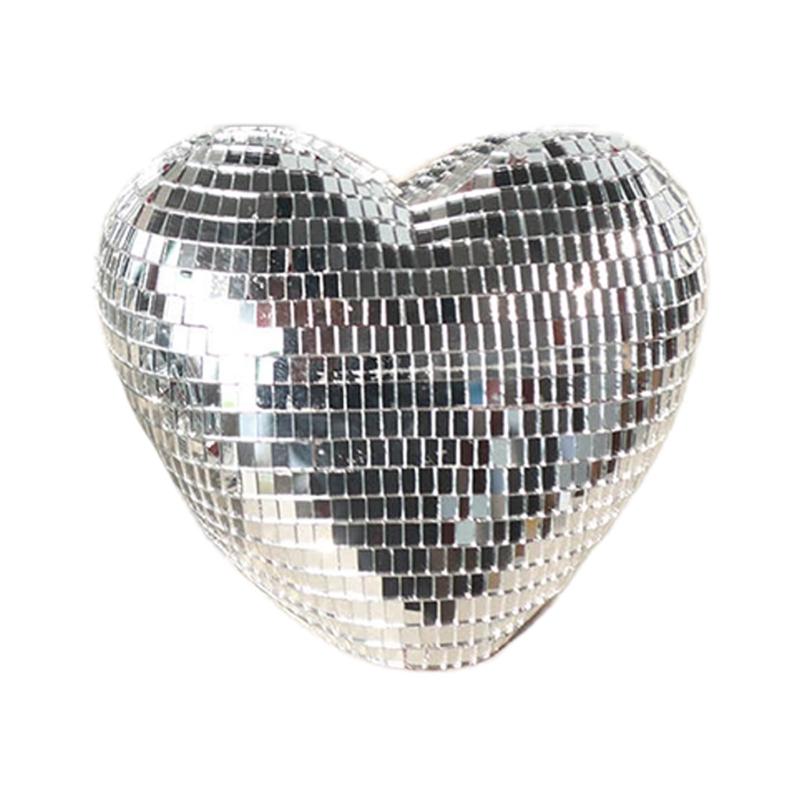 Valentines Day Inlaid Glass Heart Shape Discos Ball Nightlight LED Table Lamp Romantics Home Decoration Craft Gift