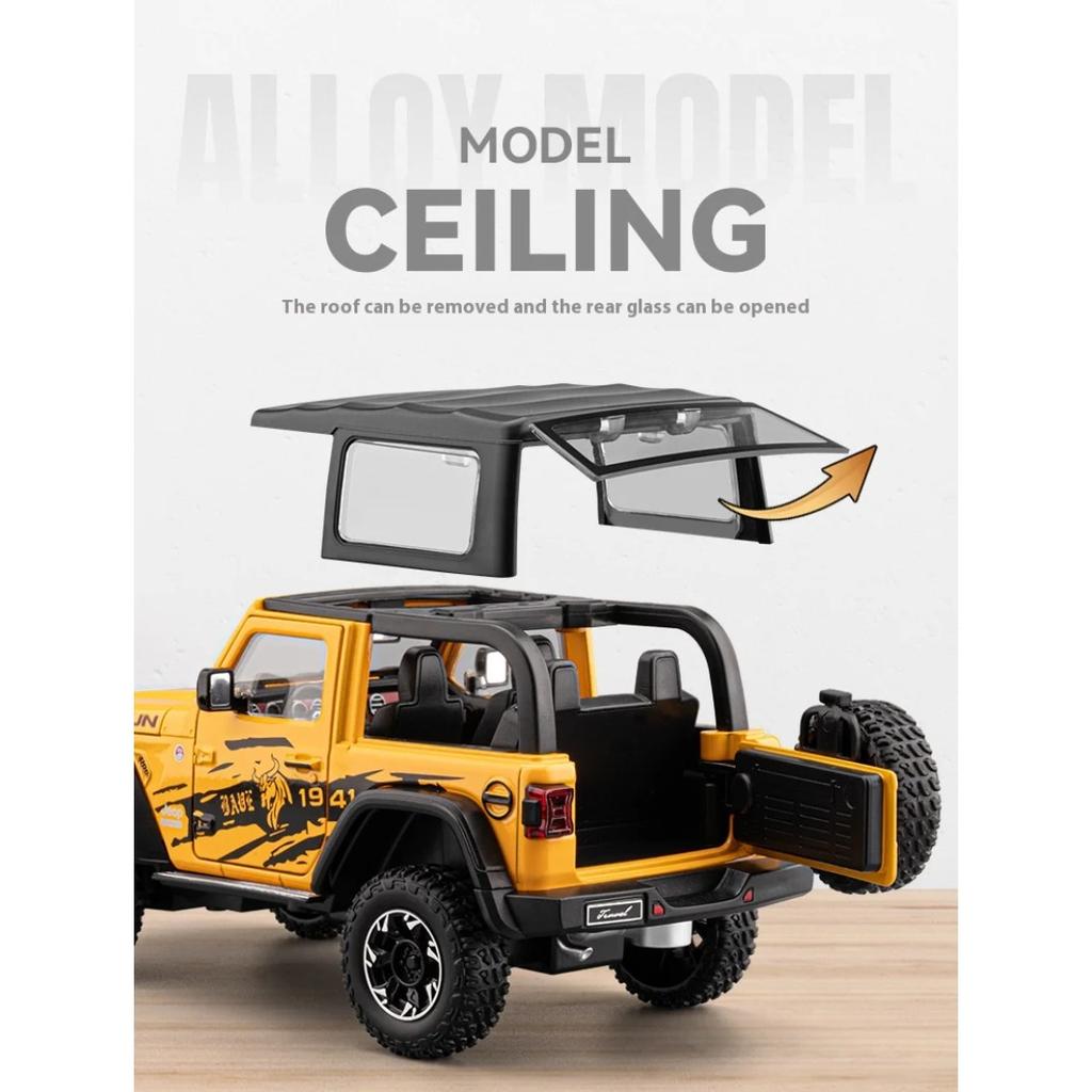 1/24 Jeep Dual-form Alloy Model, Cool Sound and Light, Four-wheel Shock Absorption, Exquisite Desktop Ornaments