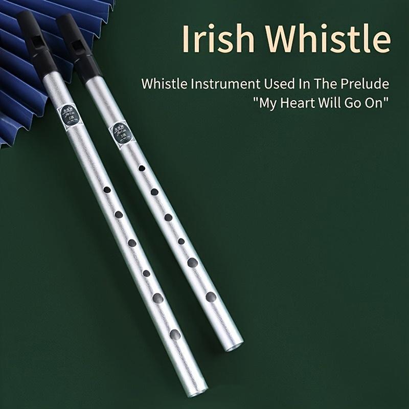 1 Stück authentische irische Pfeifenflöte, C/D-Tonart, Tin Penny Whistle mit 6 Löchern, perfektes traditionelles irisches Musikinstrument