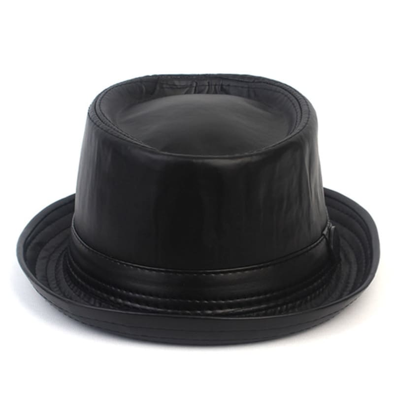 Universal chemistry Punk Leather Black Fedora leather fedora