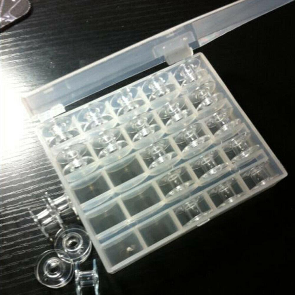 25 pz Nuove Bobine per Macchina da Cucire + Scatola di Plastica Per Brother Janome Singer