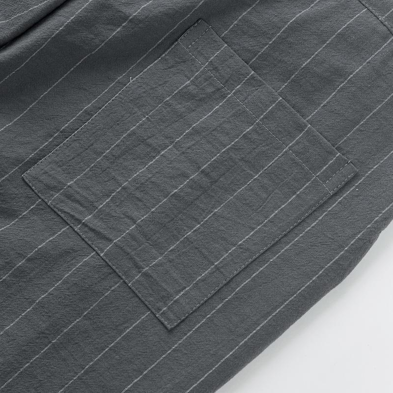 Spring and Autumn Thin Men's Casual Pants Striped Zipper Straight Versatile Simple Suit Pants