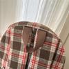 Zaino Chic in Lana da Donna – Design a Quadri con Texture Morbida e Look Vintage, Perfetto per la Scuola e l'Uso Quotidiano