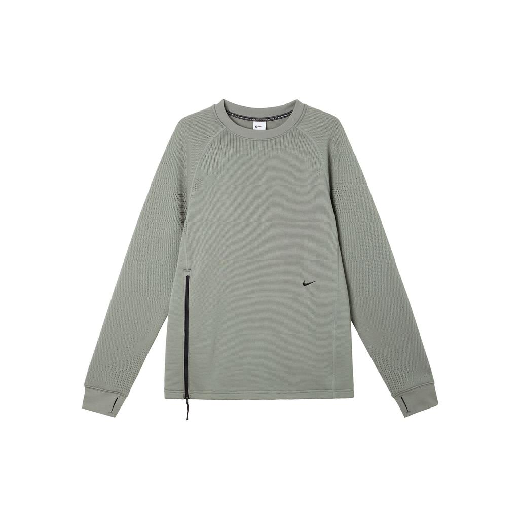 Nike A.P.S. Solid Crew Neck Casual Long Sleeve T-Shirt Men Tops Dark-Mud-Gray FN2974-053