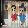 Crayon Shin-Chan Cowboy Rope Swing 2D Print Waterproof Shower Curtain, Blue Sky Bathroom Decor With Hooks