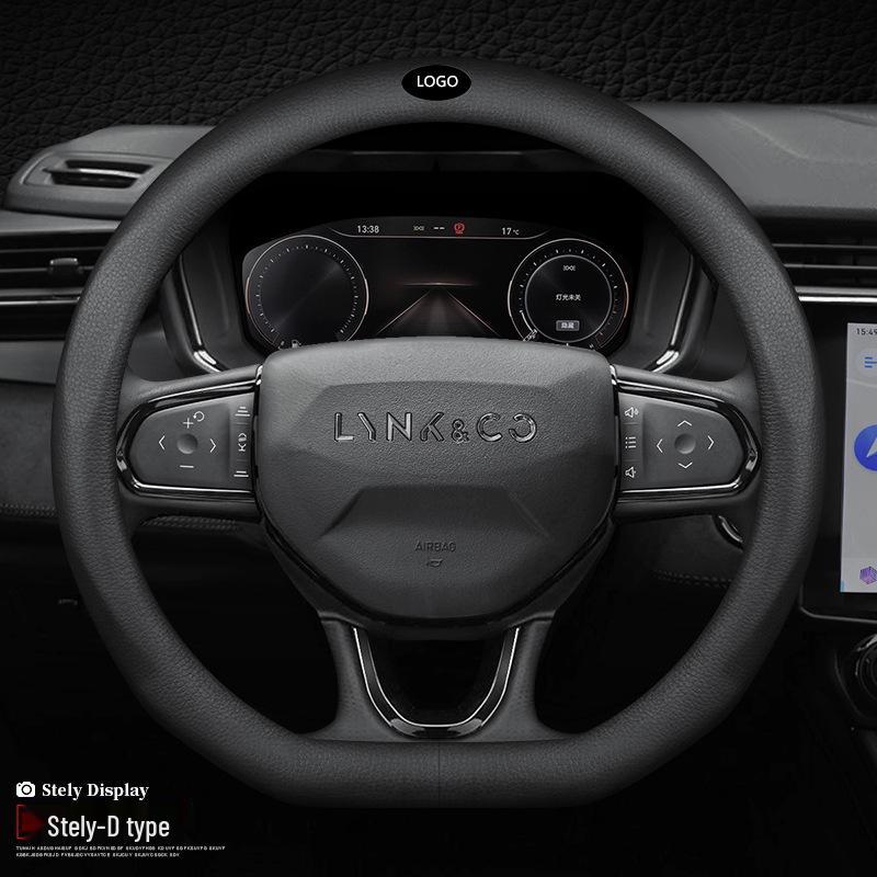 Lynk&Co Genuine Leather Steering Wheel Cover - Universal, Four-Season Fit for Models 01, 02, 03, 05, 06 New Energy.