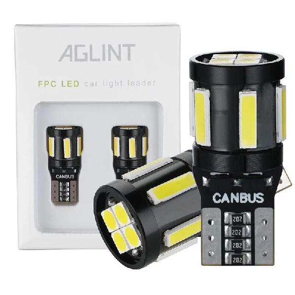 AGLINT 2pcs T10 W5W 194 168 LED Bulbs CANBUS Error Free LED 10 Chips Auto Interior Dome Map Reading Trunk Light White 6000k 12V белый