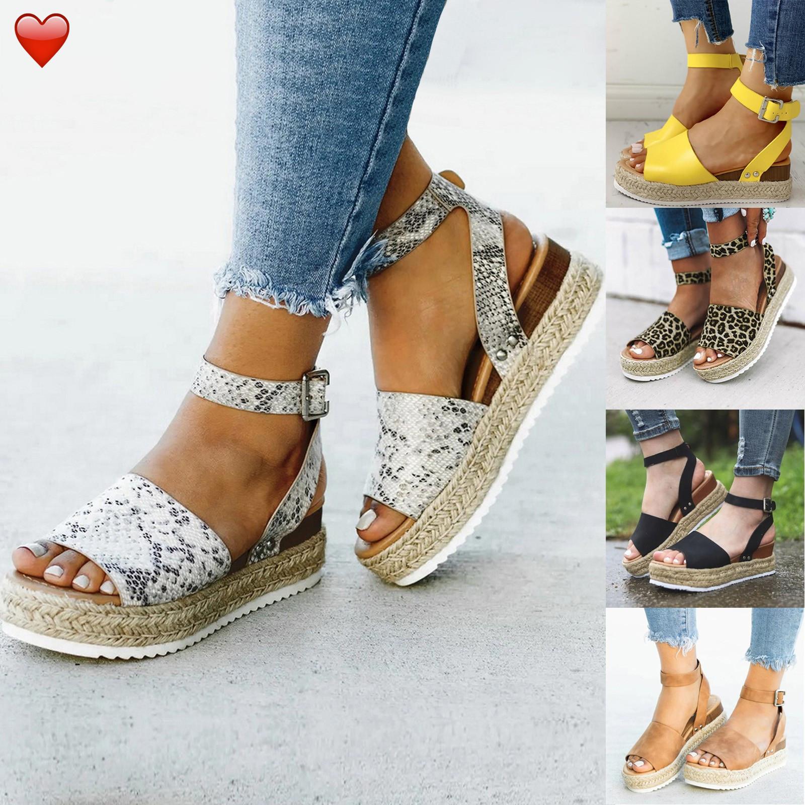 БРЮКИ Женские модные повседневные леопардовые сандалии на платформе с открытым носком — фото 2