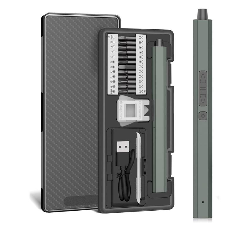 Mini Electric Screwdriver 30 In 1 Small Electric Screwdriver Kit with LED Lights Precision Cordless Repair Tool for Phone Camera