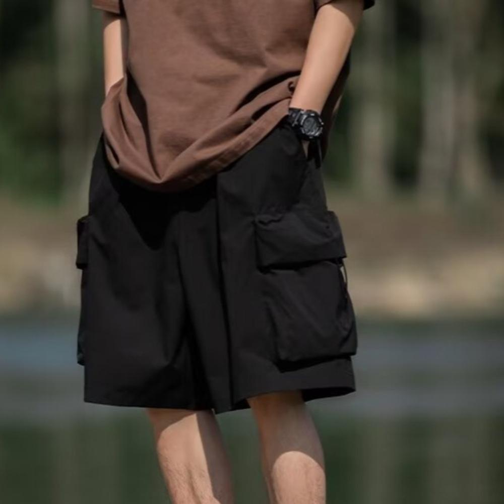 2025 Nowe Męskie Sportowe Outdoorowe Szorty Górskie z Wieloma Kieszeniami Modne Jednokolorowe Męskie Szorty Sportowe i Fitness