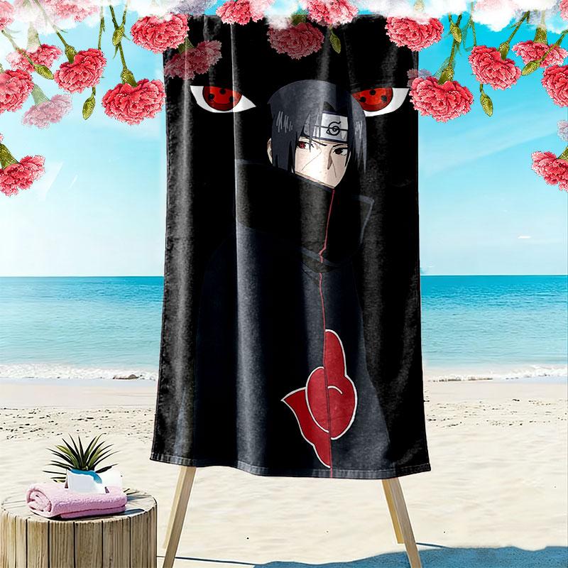Uchiha Sasuke Print Beach Towel, Large Soft Quick Dry Towel for Beach Camping Swimming