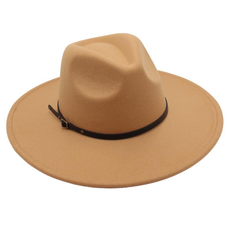 Belt Buckle Top Hat Jazz Hat Men'S And Women'S Felt Hat Woolen Hat Wool Versatile Street Shot