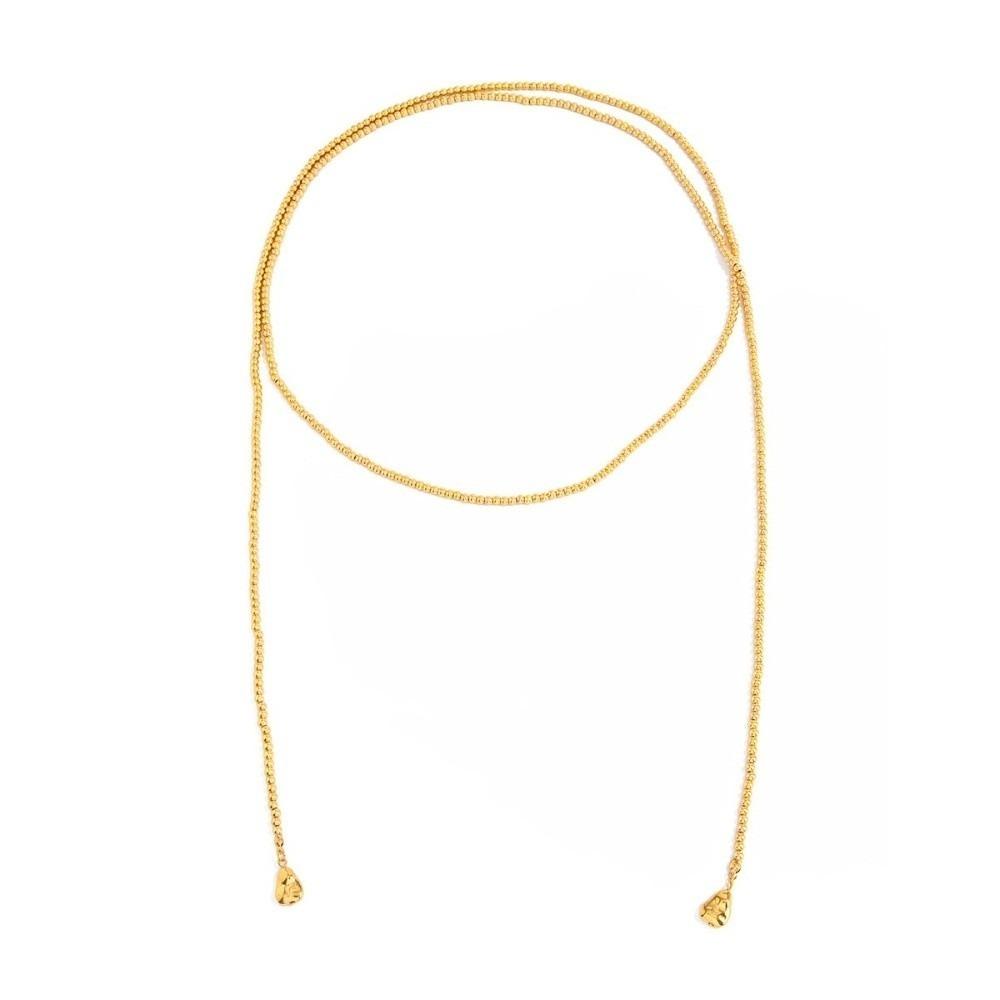 Long Love Heart Pendant Necklace Vintage Geometric Chocker Fashion Beaded Clavicle Chain  Party Golden Beaded