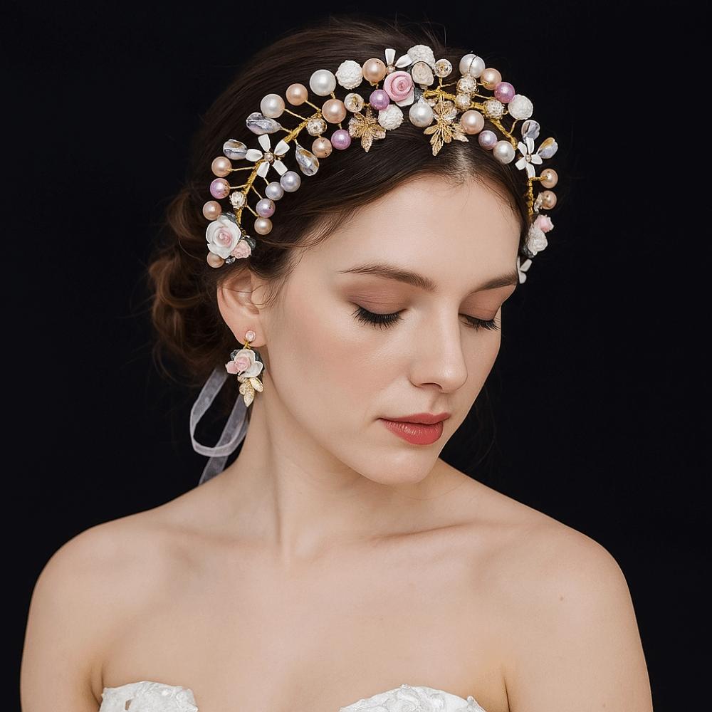 Rhinestone Princess Crowns Gold Color Bride Tiaras Simple Flower Crown  Wedding