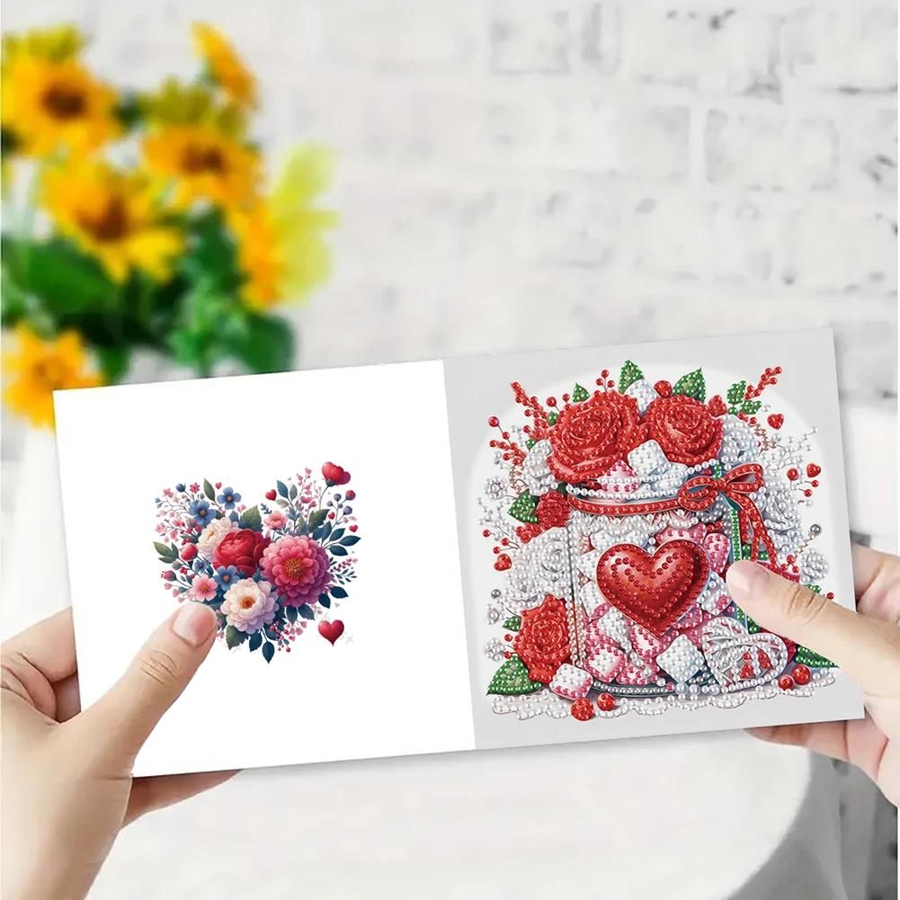 6Pcs Valentines Day Angel DIY Diamond Painting Card Diamond Drawing Card Diamond Painting Greeting Card for Family Friends Gift