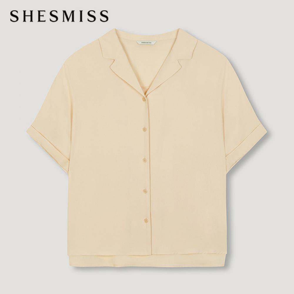 

She S miSS Open Collar Short Sleeve Shirt SwwStn22040 Lb light beige/55