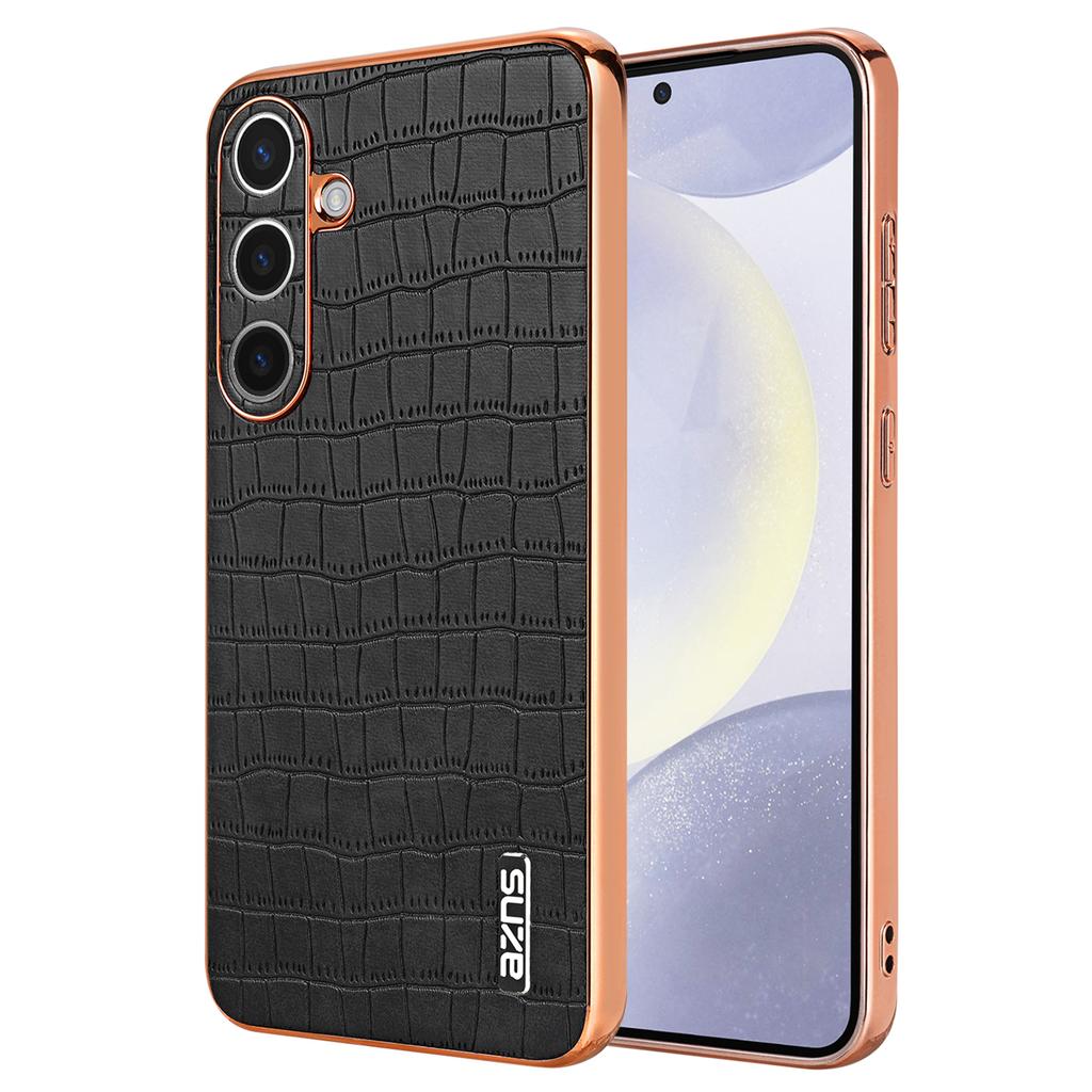 For Samsung Galaxy S24 Case Electroplating Crocodile Texture PU+TPU Anti-Drop Phone Cover