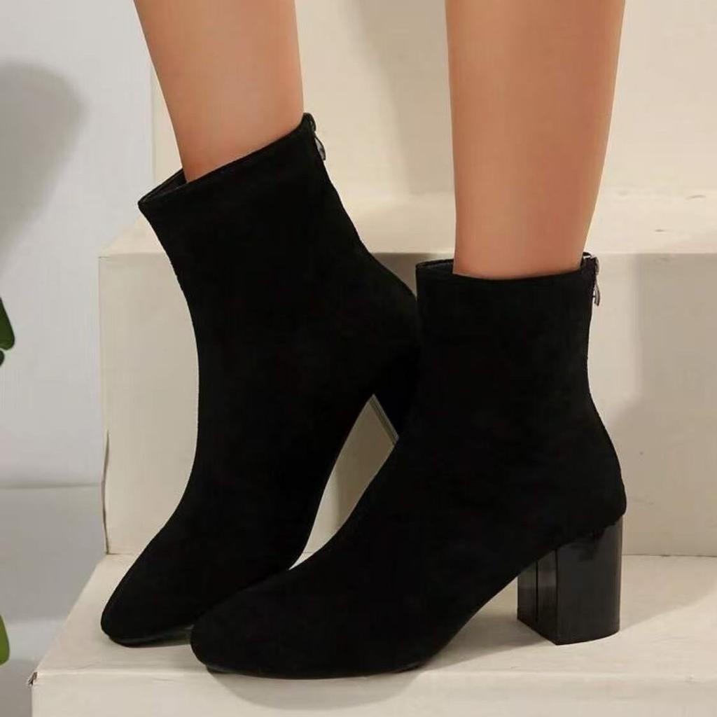 Móda Podzimní Leopard SemišDámské Kotníkové Boty Silné Podpatky Špičaté Boty Moderní Krátké Boty Pro Ženy