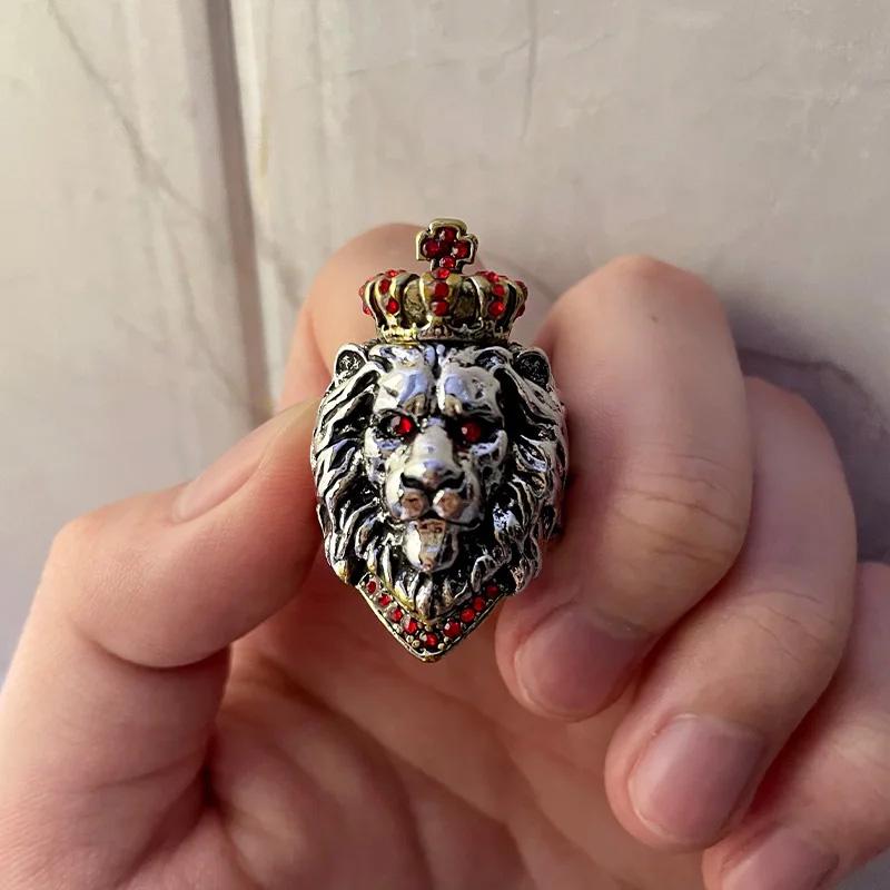 

Ретро Кольцо Лев с Короной Для Мужчин Сплав Цинка Цвет Панк Готика Регулируемое Открытое Кольцо Рок Хип-Хоп Ручная Работа Циркон Аксессуары Мужской Подарок resizable